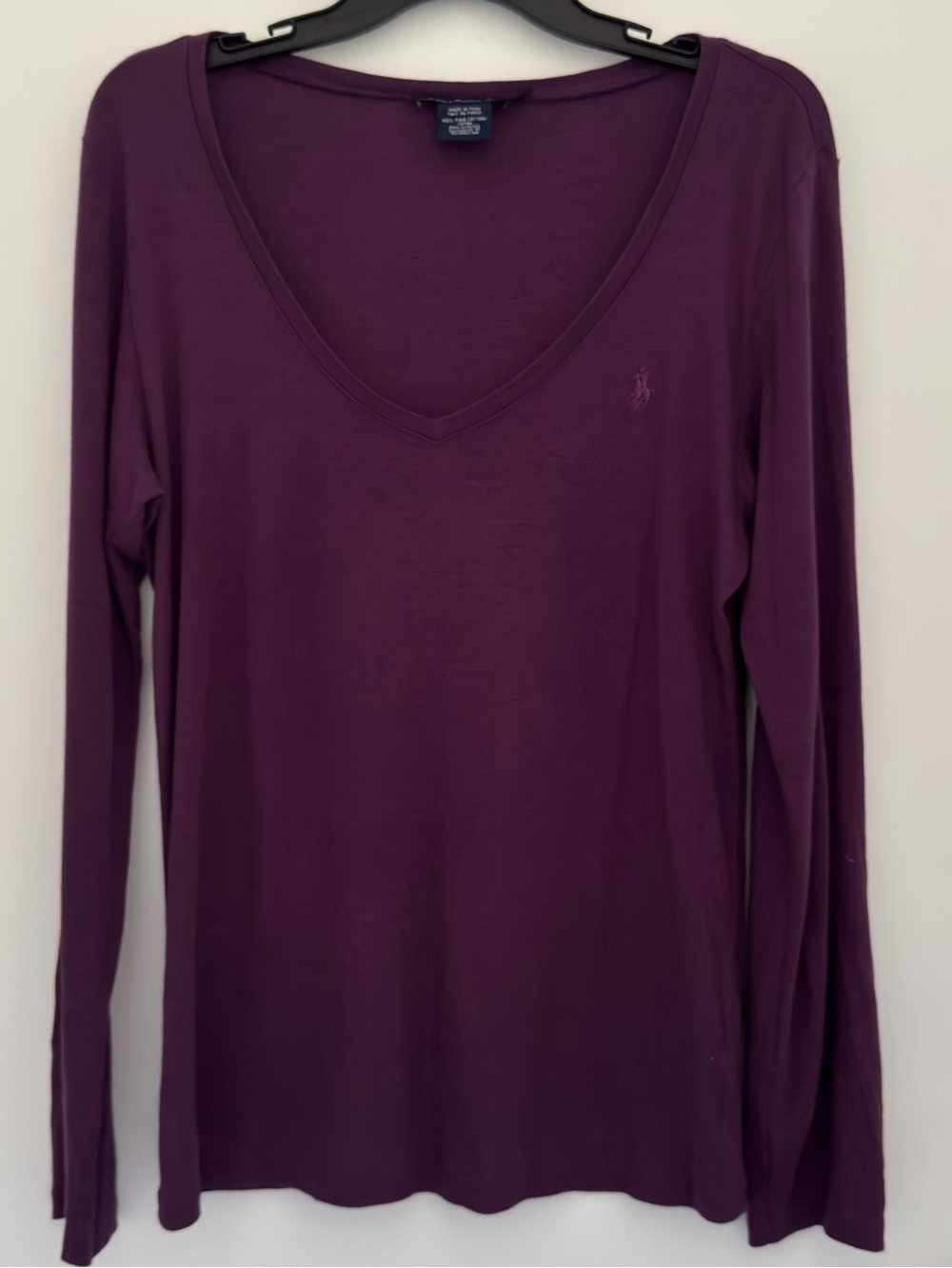 Polo Ralph Lauren Women's Shirt/Tee Long Sleeve Purple Long Sleeve Pony Shirt XL